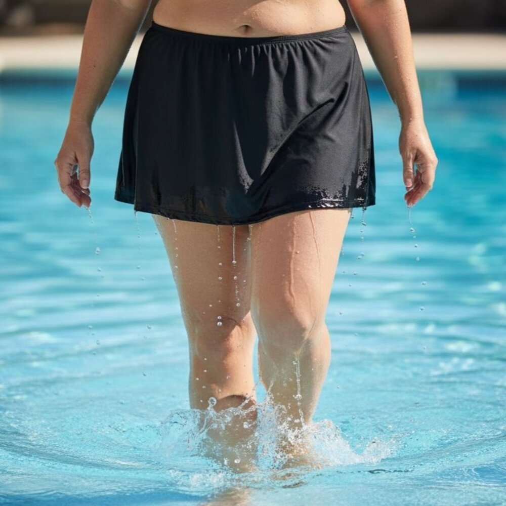 Island Escape 20W Bikini Bottom Swim Skirt Plus-size Skirtini Mini Swimwear Blac